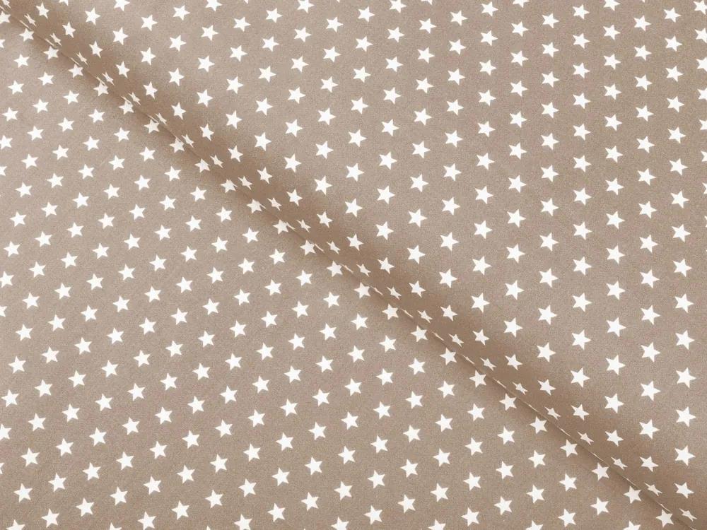 Biante Bavlnený oválny obrus Sandra SA-349 Biele hviezdičky na svetlo hnedom 100x140 cm