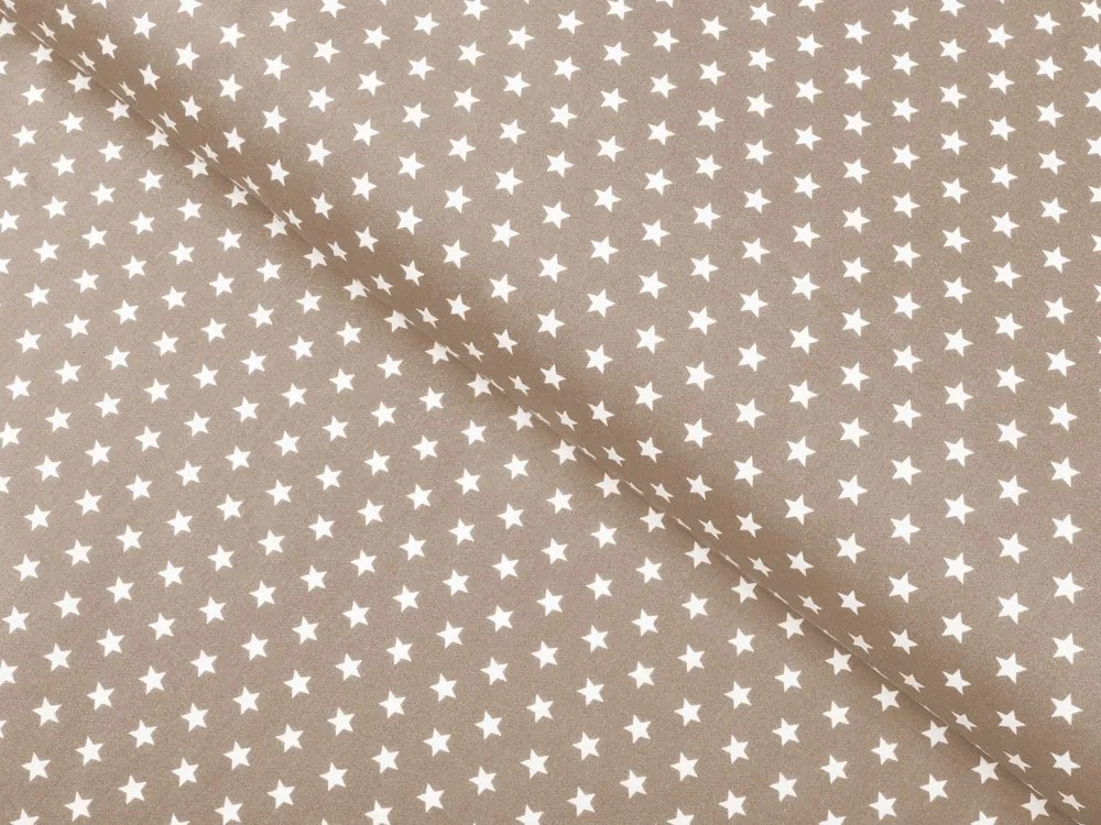 Biante Bavlnený oválny obrus Sandra SA-349 Biele hviezdičky na svetlo hnedom 100x160 cm