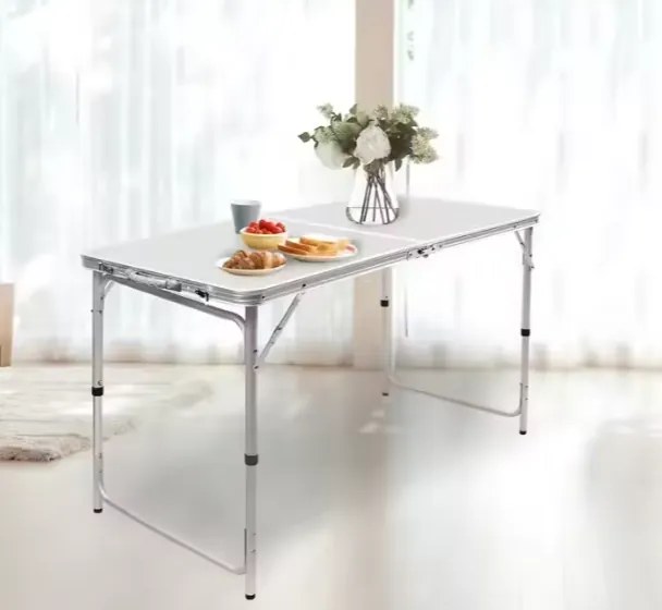 Lean Toys Skladací záhradný stôl biely – 120x60cm