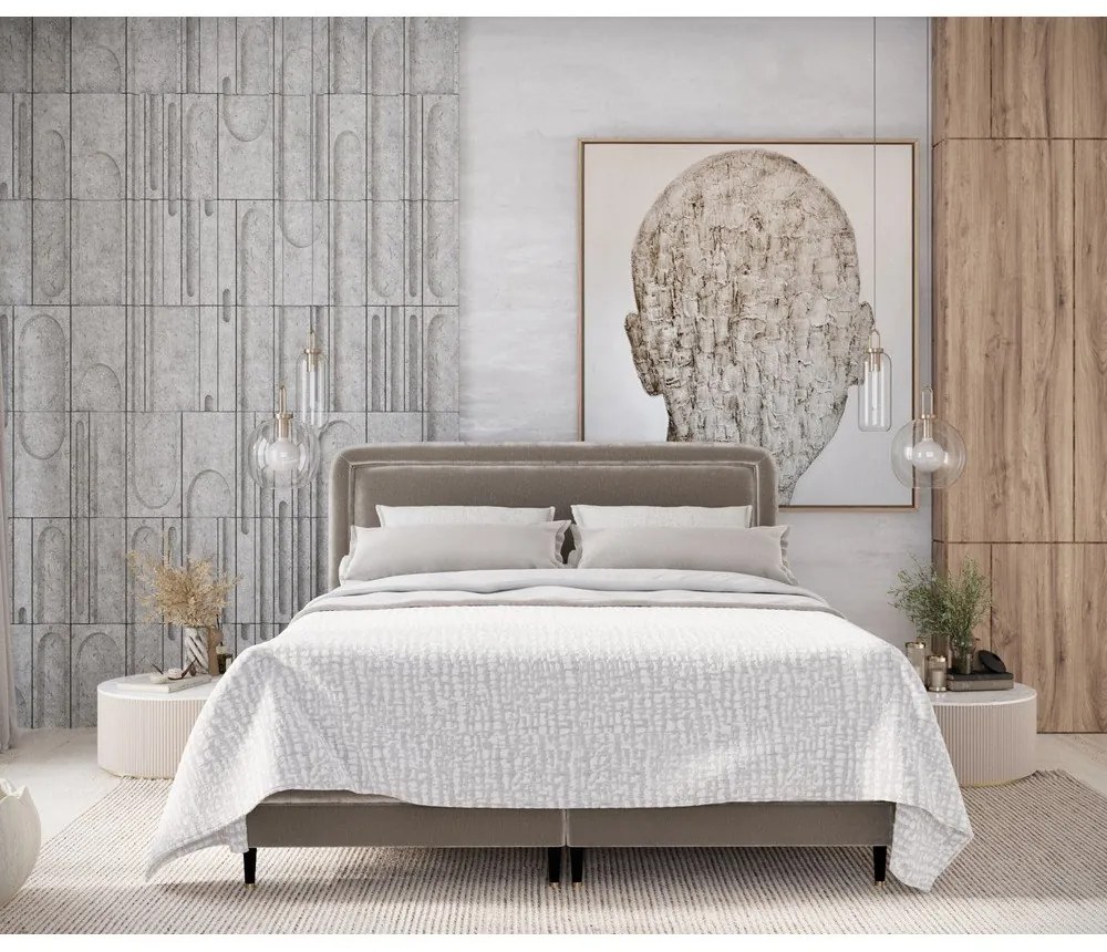 Svetlohnedá boxspring posteľ 140x200 cm Dove – Maison de Rêve