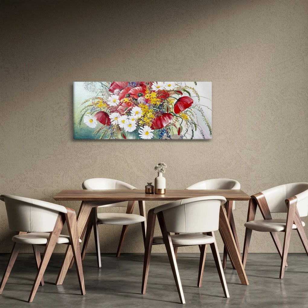 Obraz vázy s divokými kvetmi (120x50 cm)