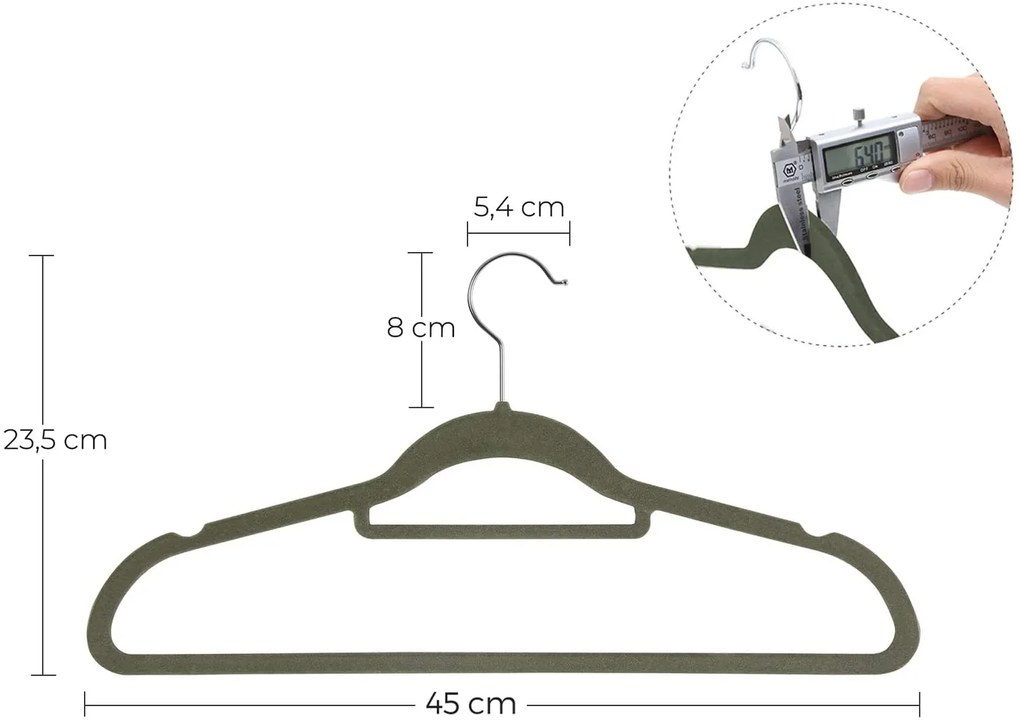 SONGMICS Vešiaky na oblečenie sivé 45 cm 20 ks