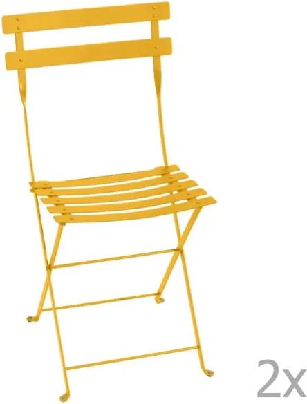 Sada 2 žltých skladacích záhradných stoličiek Fermob Bistro