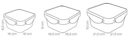 Tescoma 3-dielna sada dóz FRESHBOX, 1,2/2/3 l, štvorcová