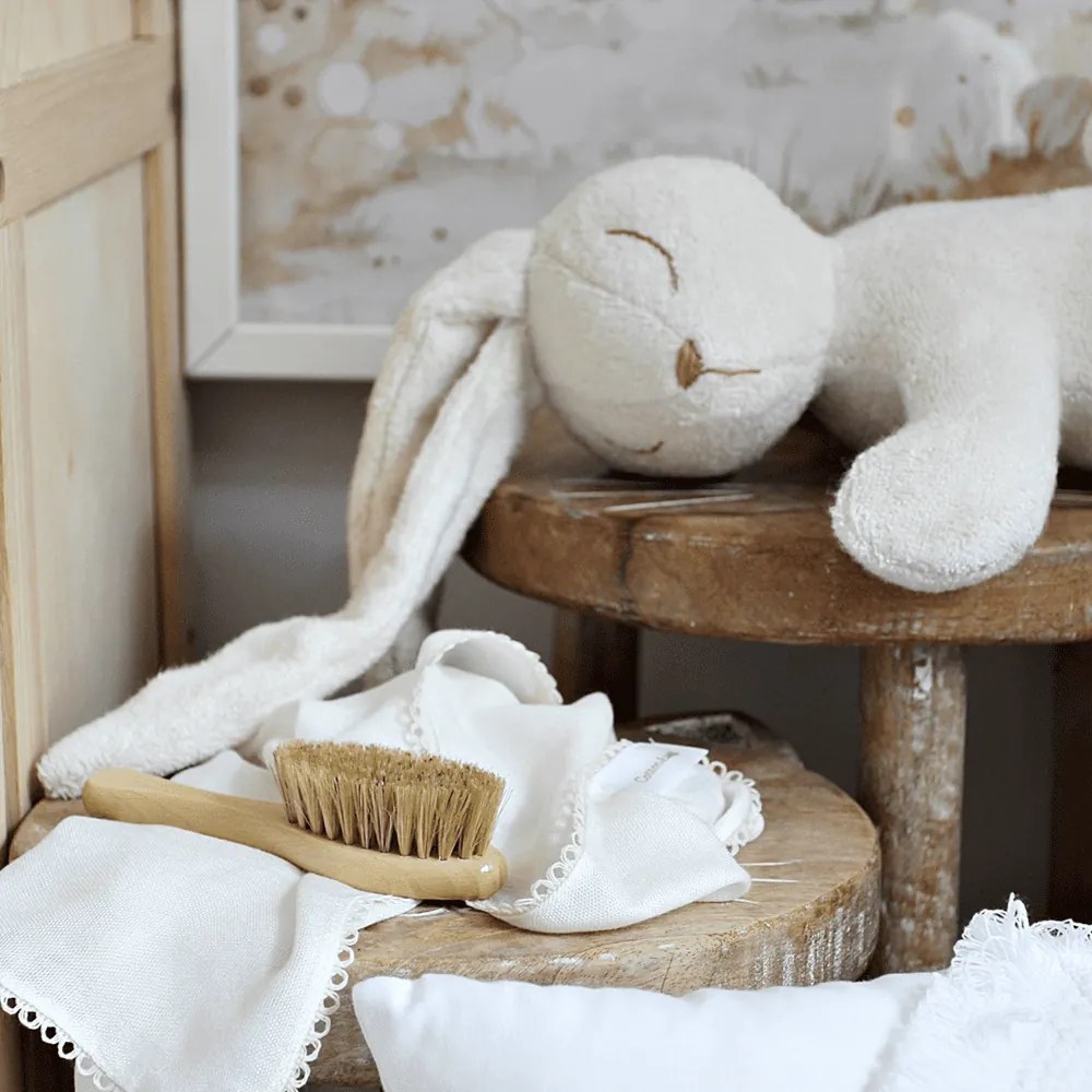 Bambusová plienka s čipkou vanilka 43x43cm