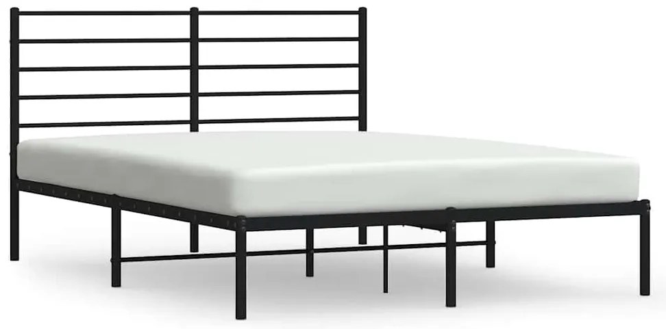 Kovový rám postele s čelom čierny 150x200 cm