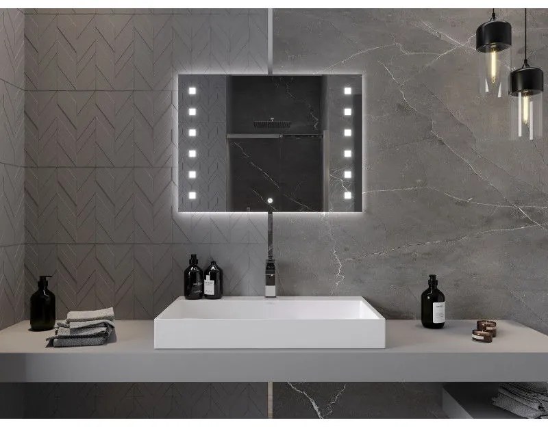 Mexen Ner, LED kúpeľňové zrkadlo s podsvietením 80x60 cm, 6000K, ochrana proti zahmlievaniu, 9809-080-060-611-00