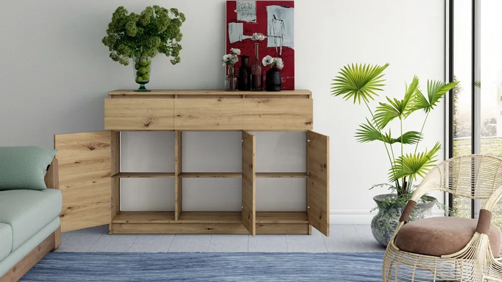 Komoda Musecalo 9 (dub artisan). Akcia -19%. Vlastná spoľahlivá doprava až k Vám domov. 1132851