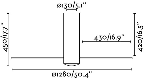 FARO 32035 - Stropný ventilátor TUBE FAN čierna/číra pr. 128 cm + diaľkové ovládanie