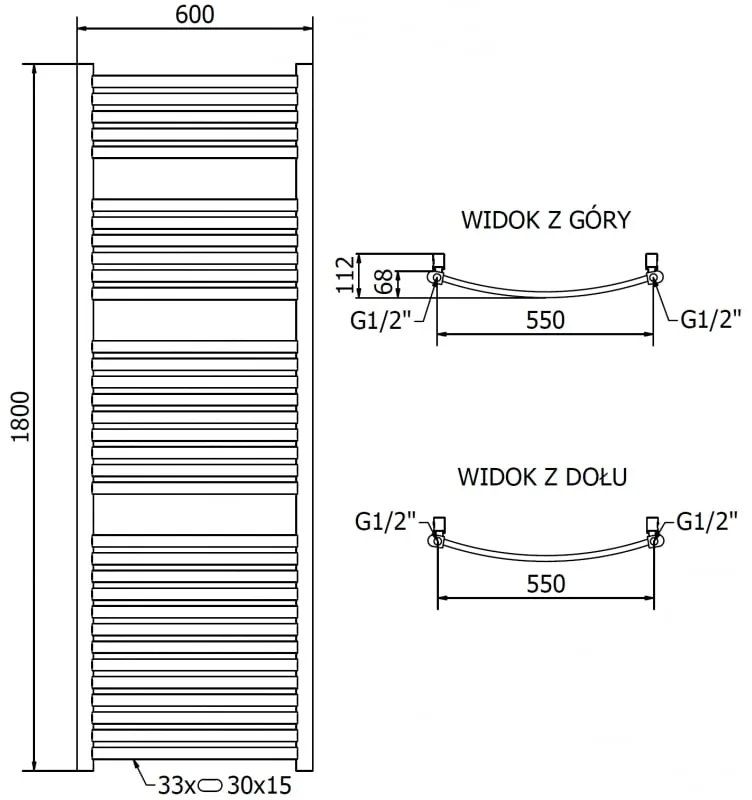 Mexen Helios, elektrické vykurovacie teleso 1800 x 600 mm, 900 W, zlatá lesklá, W103-1800-600-2900-50