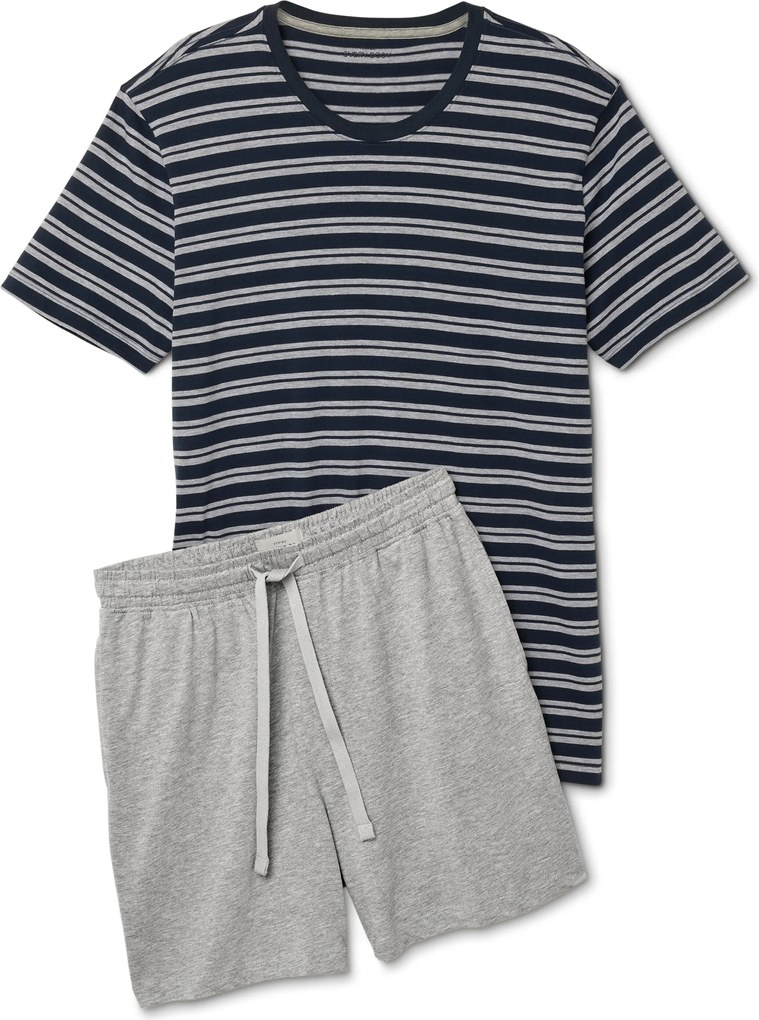 Krátka pyžamová súprava, námornícka modrá/sivá