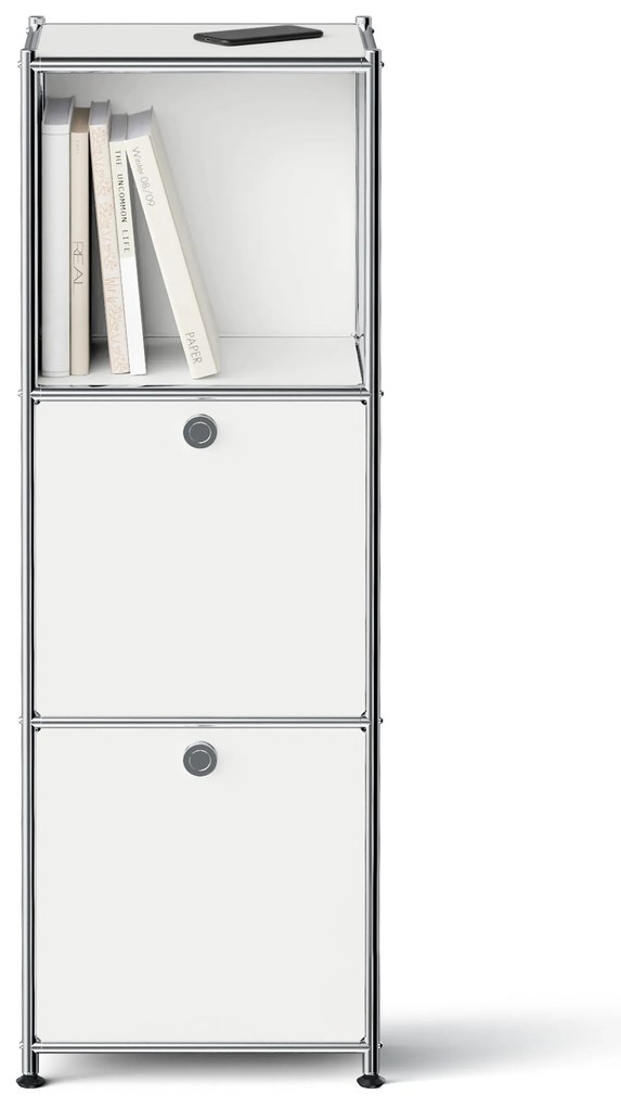 Kovová komoda »CN3 Slim Line« s 2 výklopnými priečinkami, biela