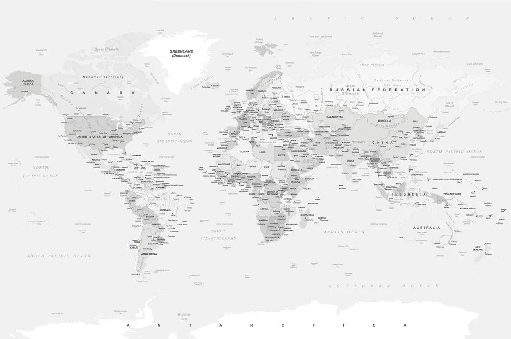 Samolepiaca tapeta klasická čiernobiela mapa s okrajom - 225x150