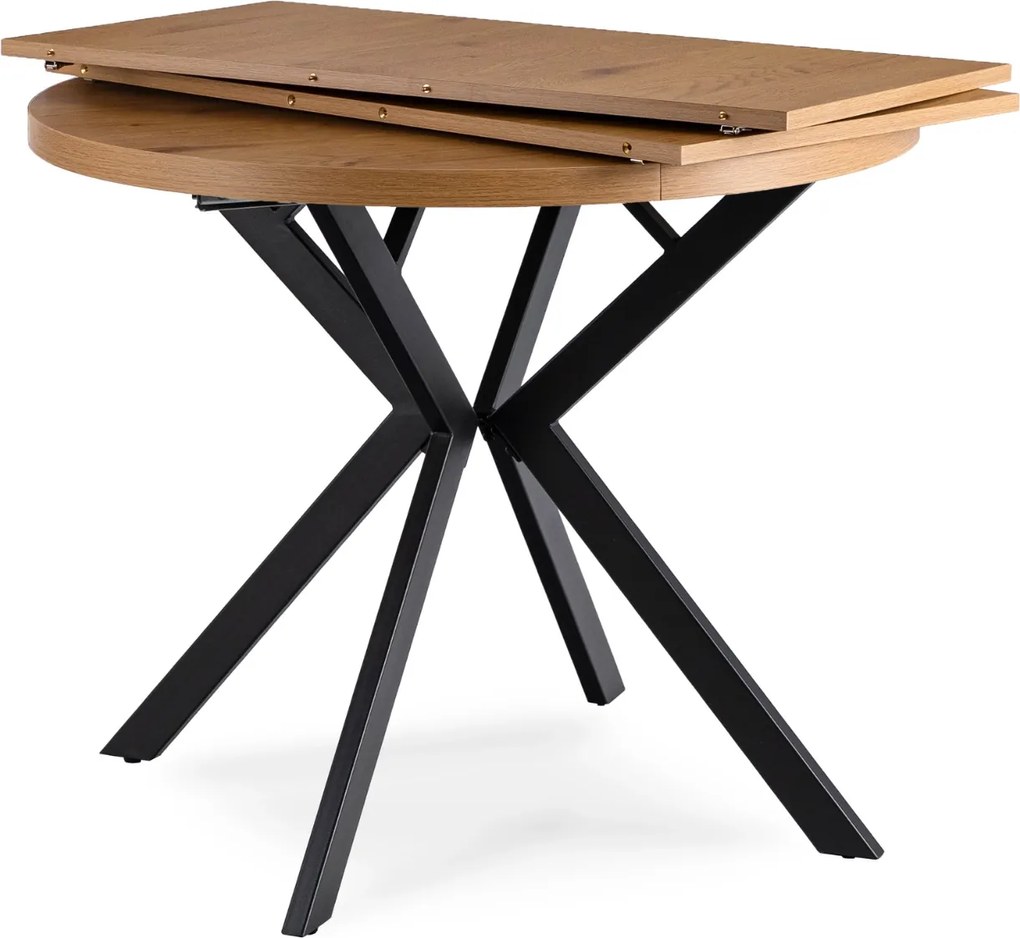 PROXIMA.store - Okrúhly rozkladací stôl DORIAN FARBA: čierna, FARBA NÔH: dub