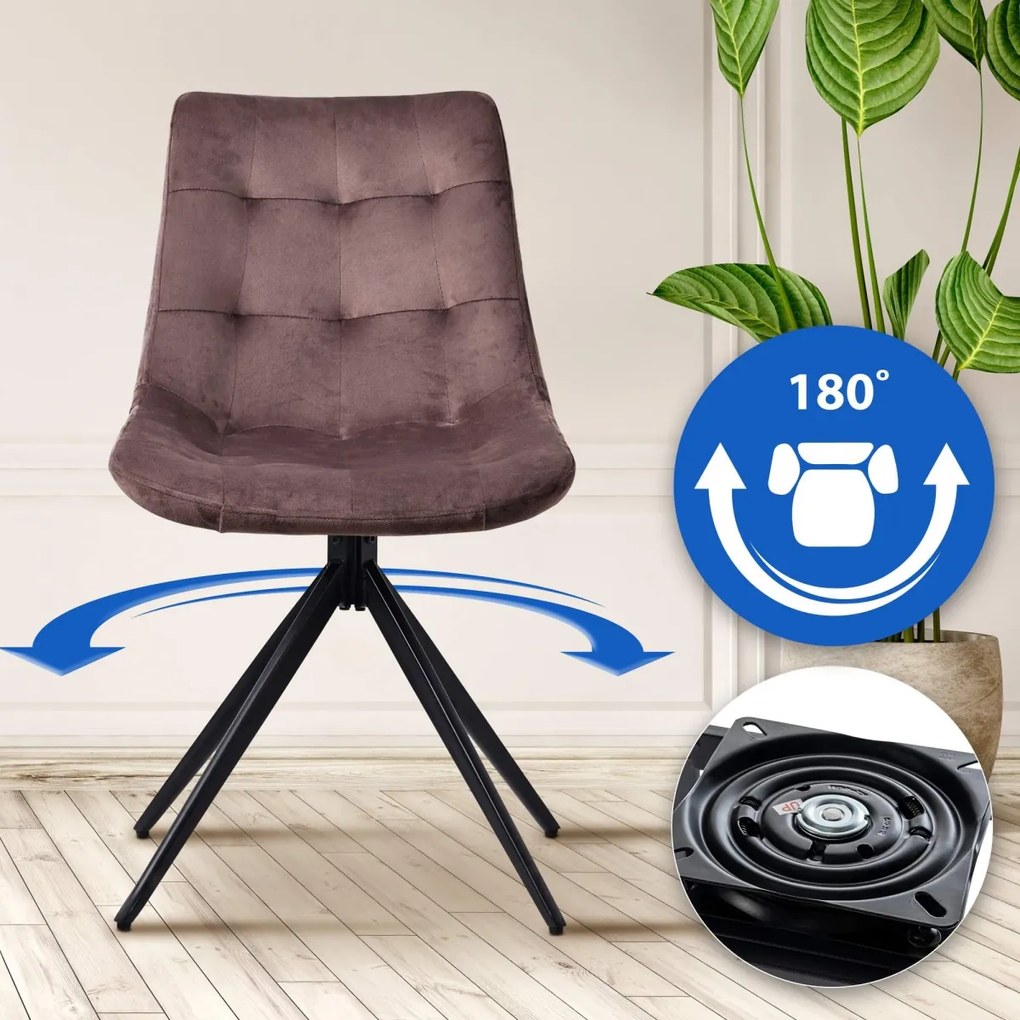 Jedálenská stolička Merna - zamat - Hnedá