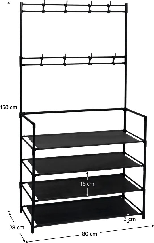 Vešiak so skrinkou na topánky TARAS, čierna