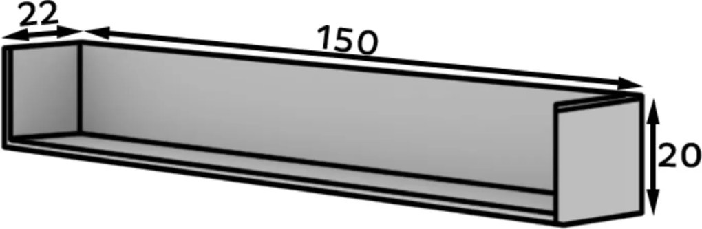 Polica RAFTT 150 cm, čierna
