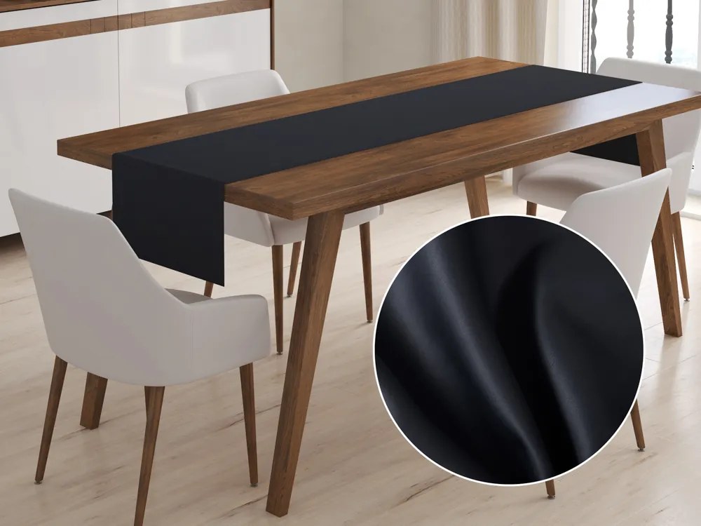Biante Bavlnený saténový behúň na stôl ST-019 Čierny 45x120 cm