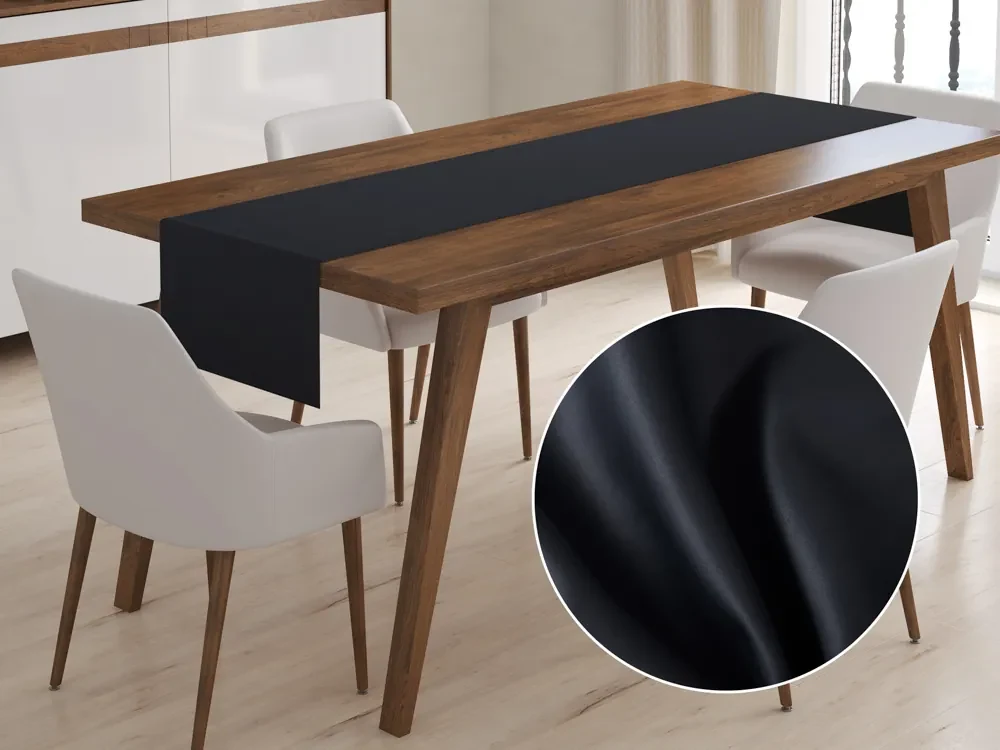 Biante Bavlnený saténový behúň na stôl ST-019 Čierny 45x120 cm