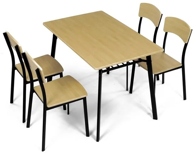 Autronic BONTEC Jedálenský set so 4 stoličkami, 110x70x76cm, mdf, dub, AUT-O2222 OAK Farba: Prírodné