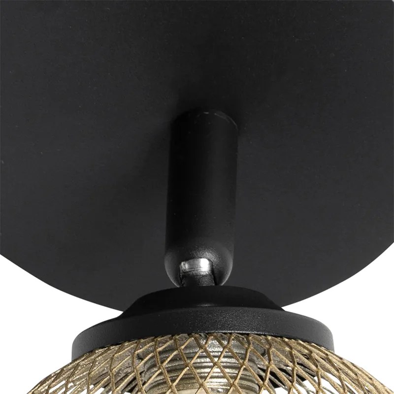 Bodové svietidlo čierne so zlatom 2-svetlo - Atény Wire