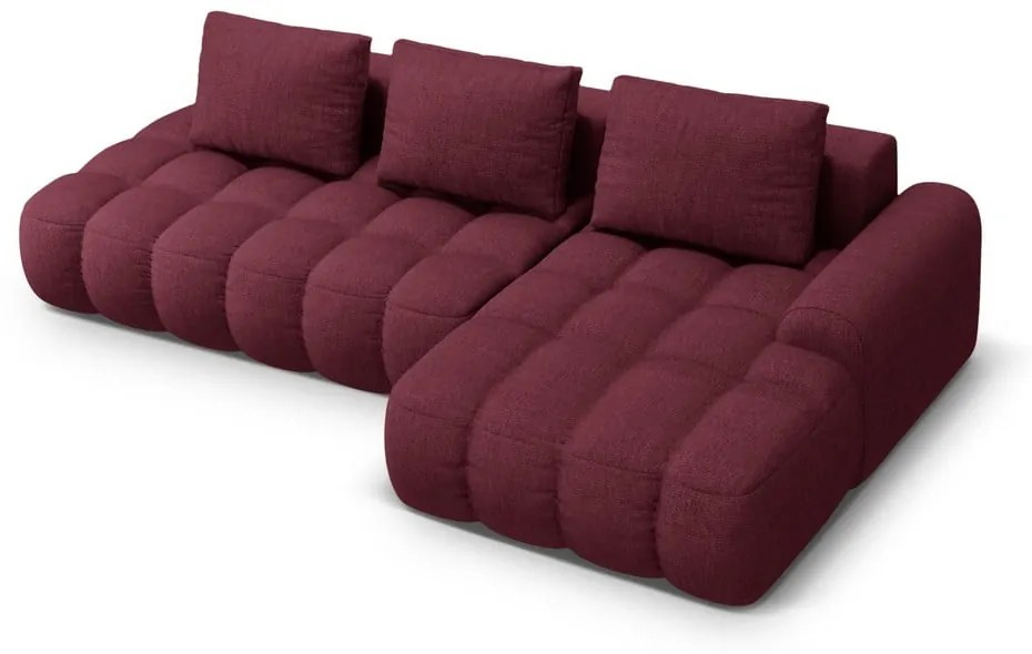 Vínovočervená rozkladacia/s úložným priestorom rohová pohovka (pravý roh/s leňoškou) Linz – Cosmopolitan Design