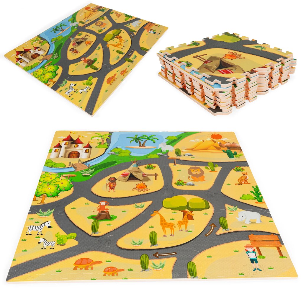 EcoToys Detská penová podložka - safari puzzle 9 dielikov