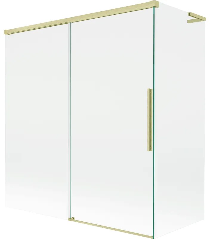 Mexen Rox, L posuvná 2-krídlová vaňová zástena 150 + 70 x 150 cm, 8mm číre sklo, zlatý matný profil, 8C9L-150-070-55-00