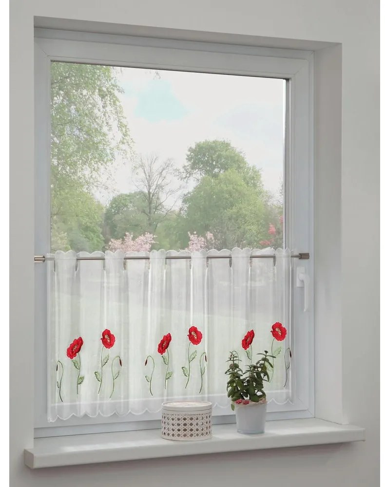 Biela záclona 155x45 cm Poppies – Sehlbach