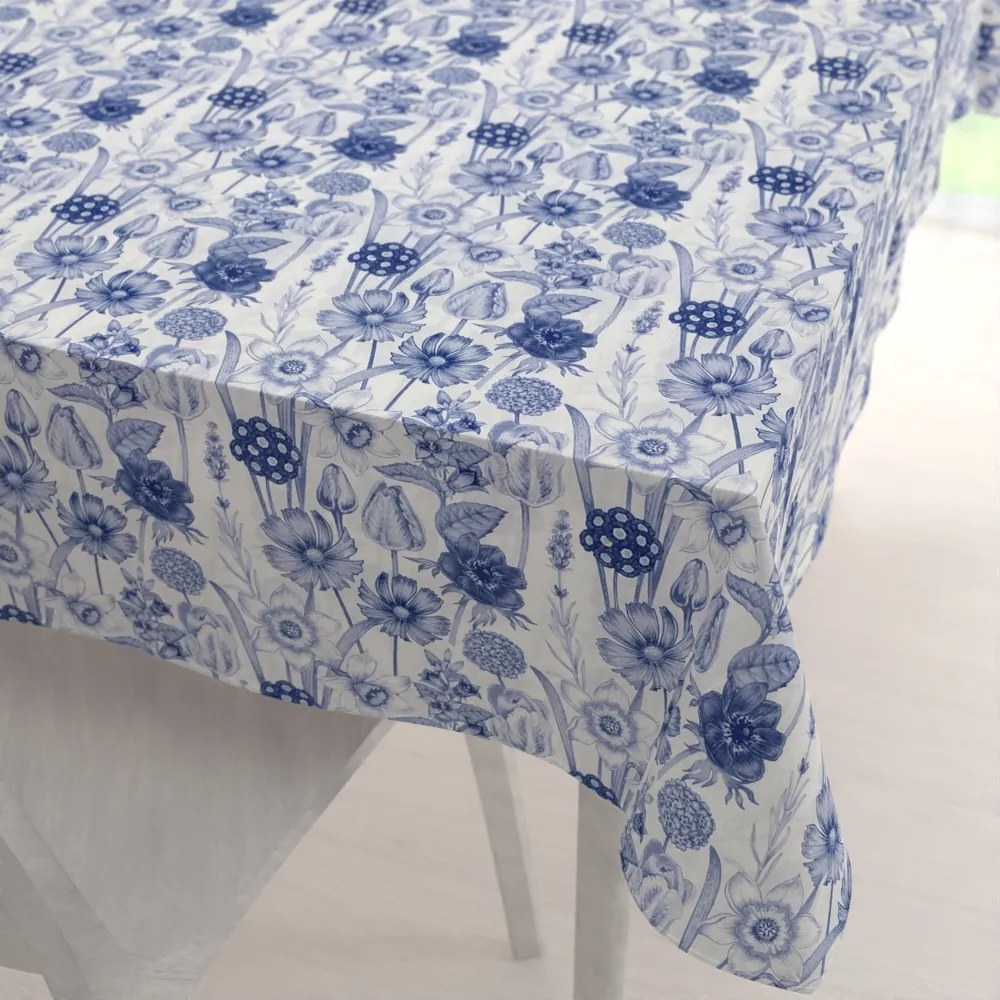 Biante Dekoračný obdĺžnikový obrus PML-090 Modré jarné kvety na bielom 80x120 cm