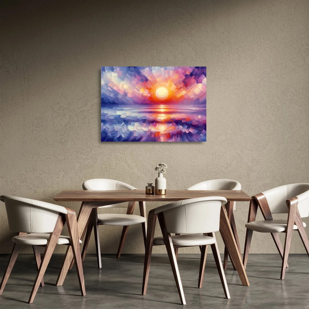 Sklenený obraz - Farebný umelecký západ slnka (70x50 cm)