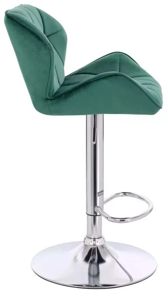 LuxuryForm DESIGN Barová stolička MILANO VELUR na striebornom tanieri - zelená