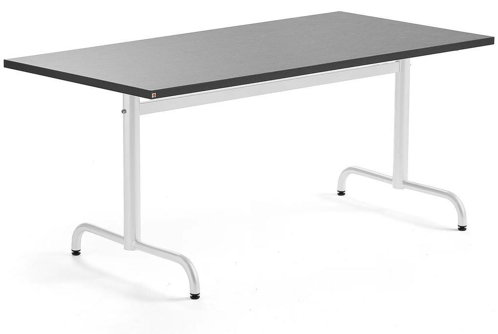 Stôl PLURAL, 1400x800x720 mm, linoleum - tmavošedá, biela