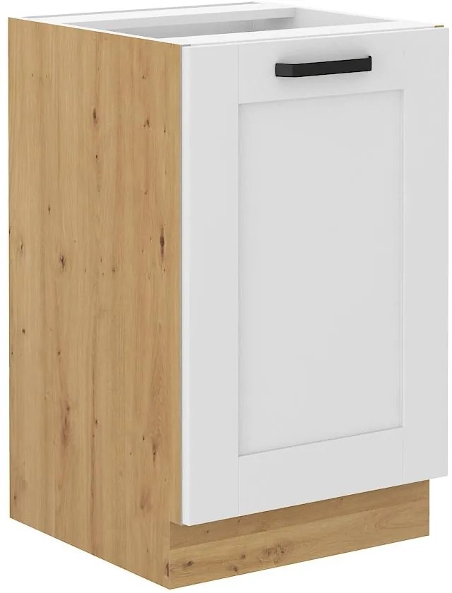 Dolná kuchynská skrinka Lucid 50 ZL 1F BB (korpus: dub artisan + front: mdf biela). Akcia -6%. Vlastná spoľahlivá doprava až k Vám domov. 1134605
