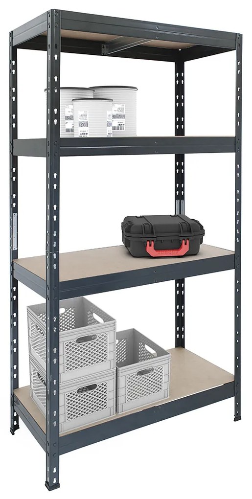 Bezskrutkový kovový regál RIVET s HDF policou