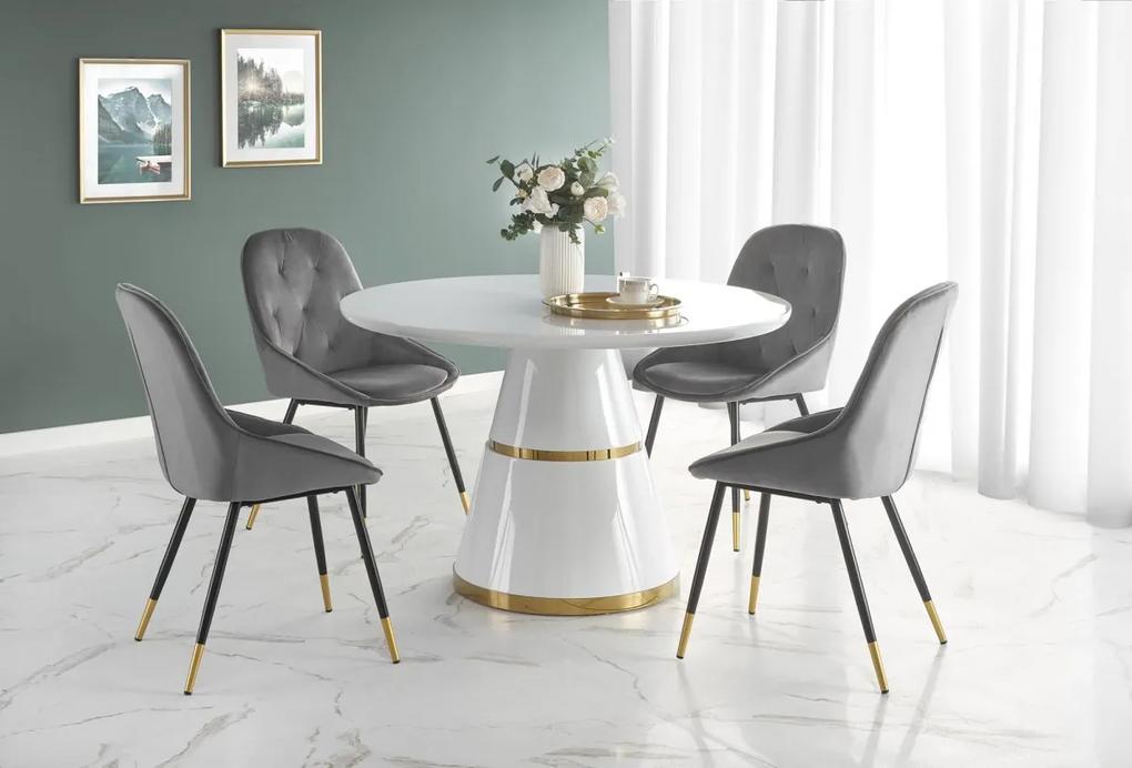 Okrúhly jedálenský stôl Sonof biely/zlatý