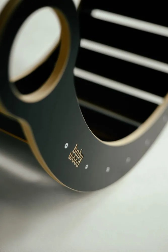 Montessori drevená hojdačka maxi čierna Prírodná