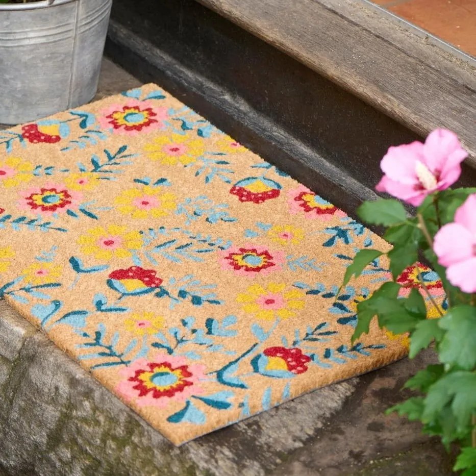 Ib Laursen Rohožka z kokosového vlákna Flowers 45 × 75 cm