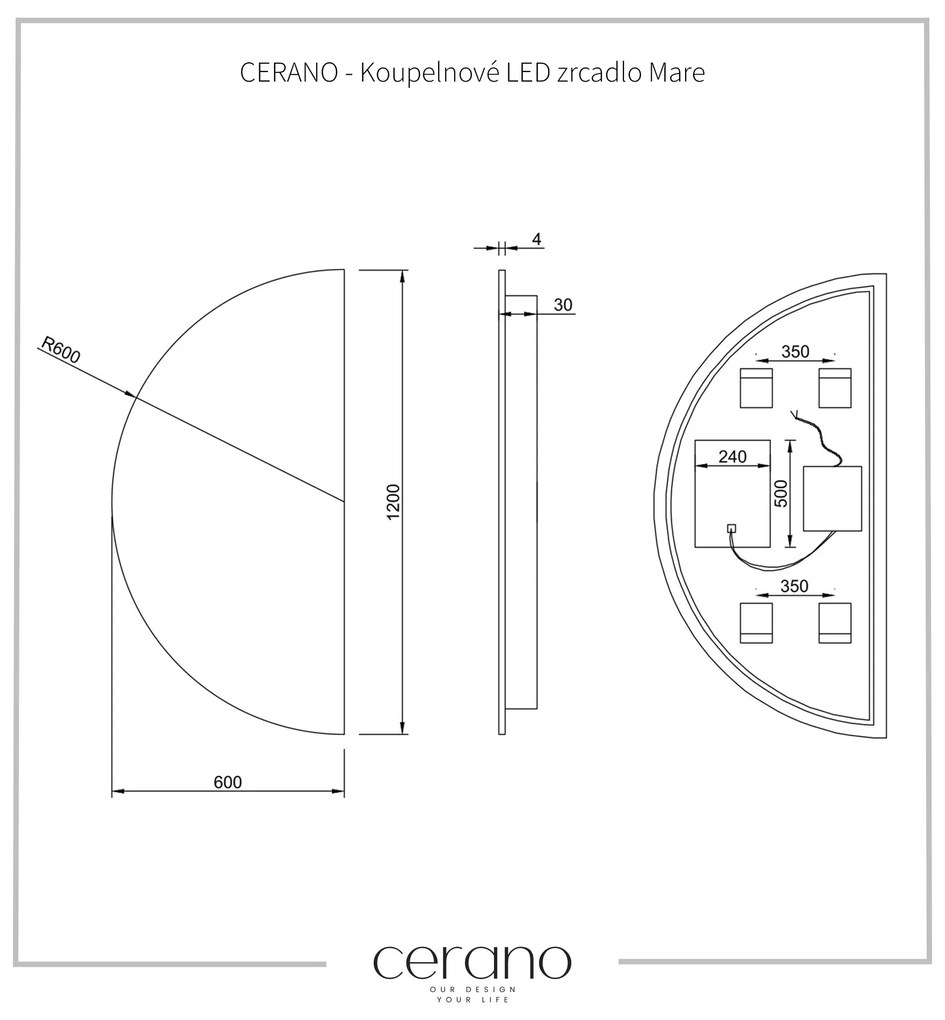 Cerano Mare, LED kúpeľňové zrkadlo 60x120 cm, CER-CER-476693