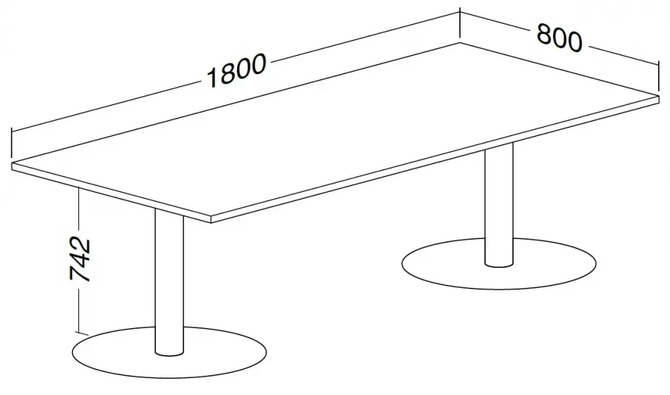 Konferenčný stôl ProOffice 80 x 180 x 74,2 cm, buk