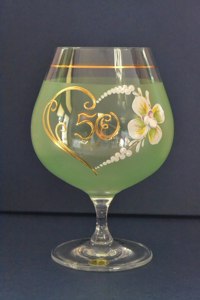 Výročný pohár na 50. narodeniny - BRANDY - zelený (v. 16 cm)