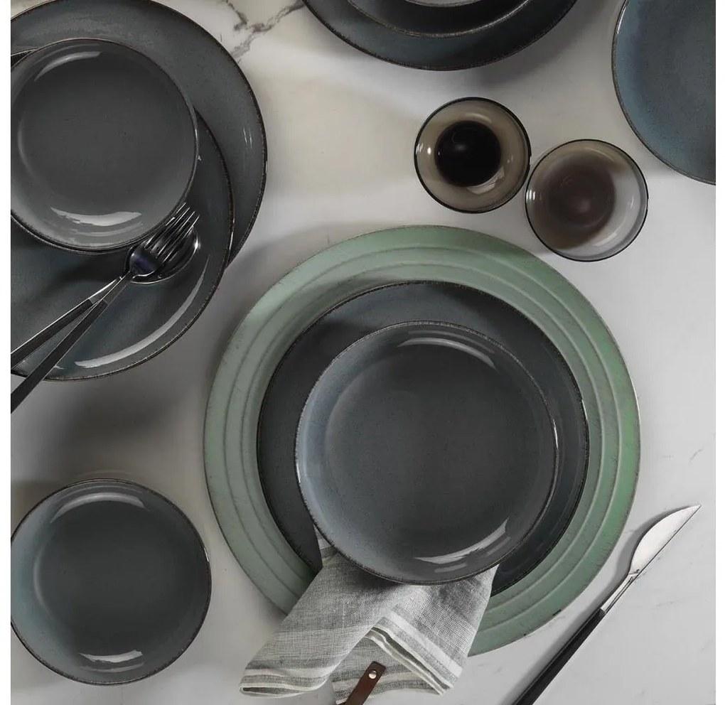 Jedálna súprava 12 ks sivá/porcelán