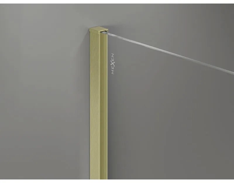 Mexen Kioto-X, sprchová zástena 120 x 200 cm, 10mm číre sklo, zlatý matný profil, 800-120-101-55-00-X