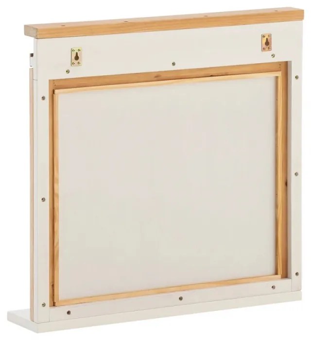 furniture-nabytek.cz - Masívne kúpeľňové zrkadlo Capera z borovice a MDF, lakované, biele/hnedé – 70x70 cm