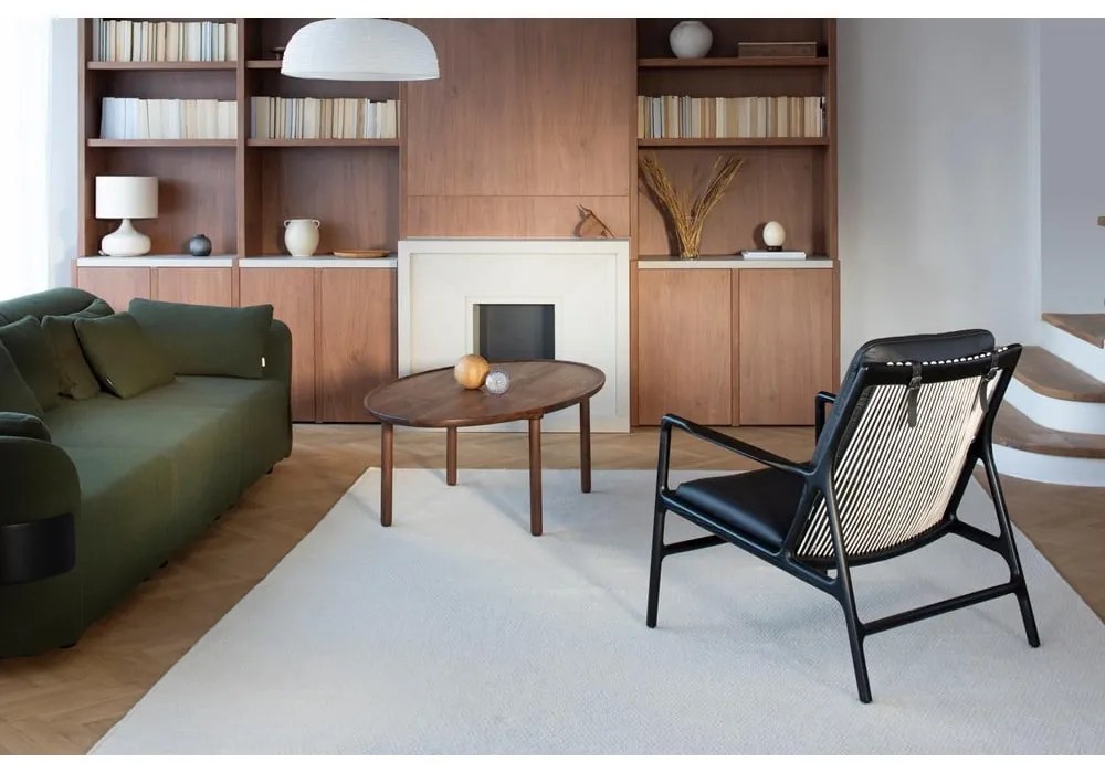 Kožené kreslo v čierno-prírodnej farbe Dedo - Gazzda