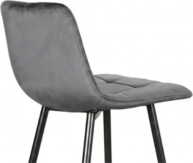 Sivá barová stolička MILA VELVET s čiernymi nohami