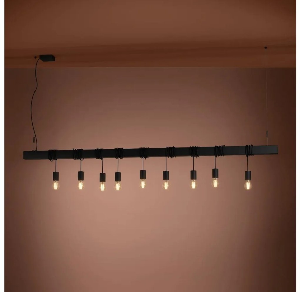 Eglo 39939 - Luster na lanku TOWNSHEND-B 9xE27/40W/230V čierna