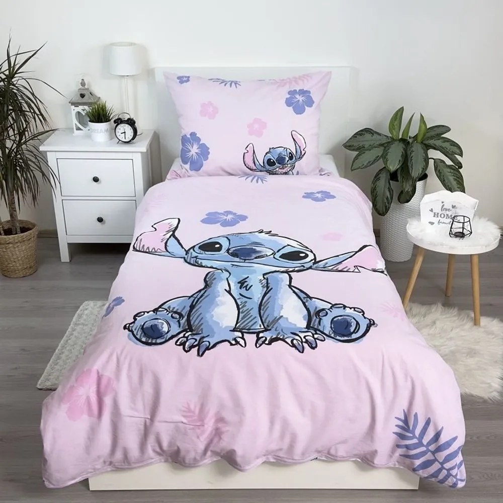 Jerry Fabrics Posteľná bielizeň Lilo a Stitch Pink - Lilo a Stitch - růžová | 140 x 200 cm / 70 x 90 cm
