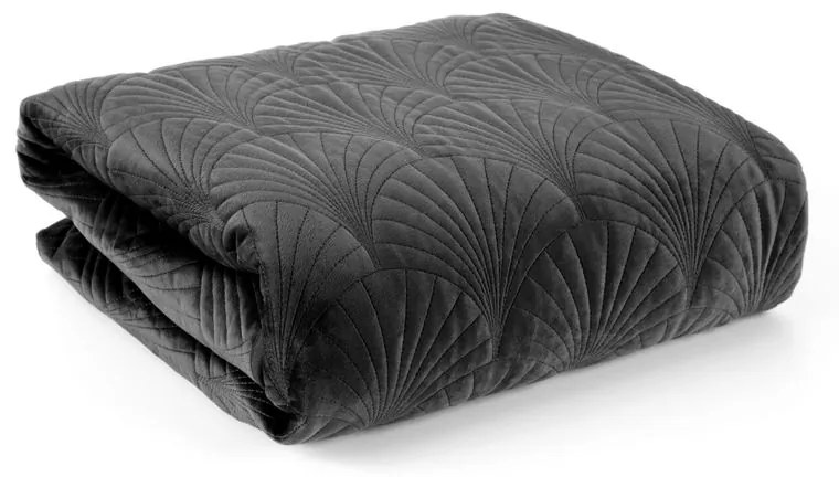 Dekorstudio Luxusný zamatový prehoz na posteľ SHELL v čiernej farbe Rozmer prehozu (šírka x dĺžka): 170x210cm