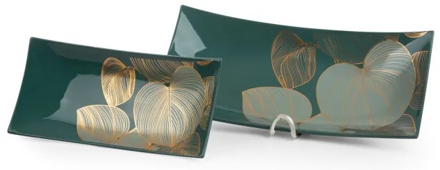 Dekoračný tanier SALVIA 3 1 zelený / zlatý